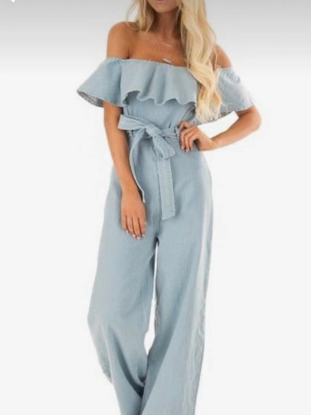 Women's Jumpsuits One-Shoulder Ruffled Belted Jumpsuit - LuckyFash™