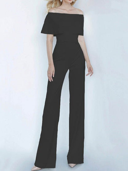 Women's Jumpsuits One-Shoulder Ruffled Slim Fit Jumpsuit - LuckyFash™