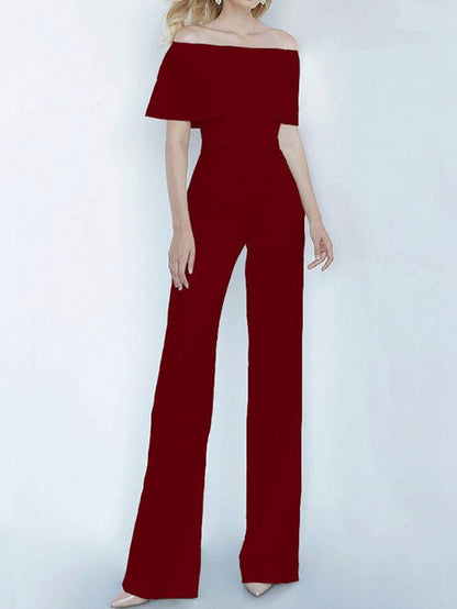 Women's Jumpsuits One-Shoulder Ruffled Slim Fit Jumpsuit - LuckyFash™