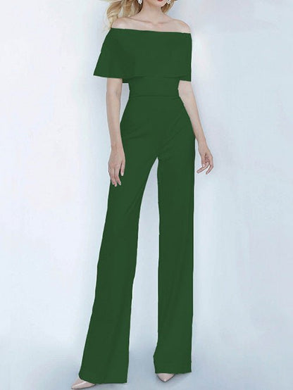 Women's Jumpsuits One-Shoulder Ruffled Slim Fit Jumpsuit - LuckyFash™