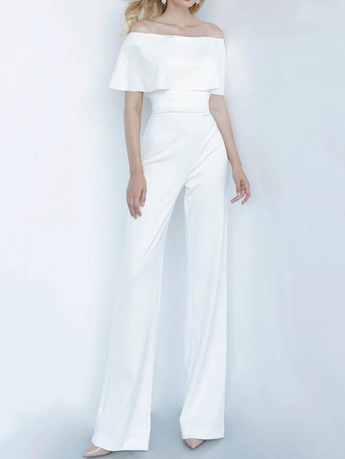 Women's Jumpsuits One-Shoulder Ruffled Slim Fit Jumpsuit - LuckyFash™