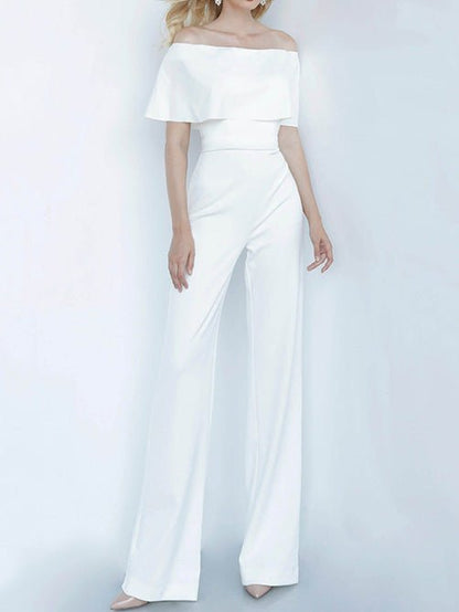 Women's Jumpsuits One-Shoulder Ruffled Slim Fit Jumpsuit - LuckyFash™