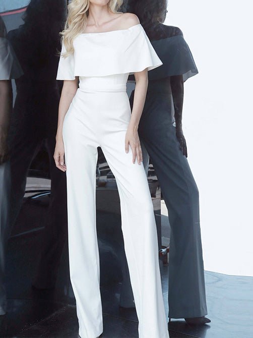 Women's Jumpsuits One-Shoulder Ruffled Slim Fit Jumpsuit - LuckyFash™