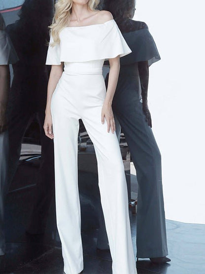 Women's Jumpsuits One-Shoulder Ruffled Slim Fit Jumpsuit - LuckyFash™