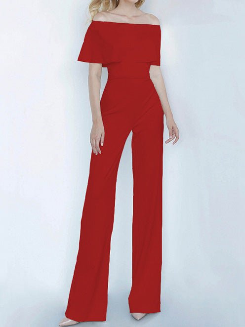 Women's Jumpsuits One-Shoulder Ruffled Slim Fit Jumpsuit - LuckyFash™