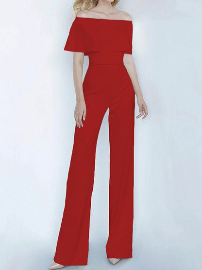 Women's Jumpsuits One-Shoulder Ruffled Slim Fit Jumpsuit - LuckyFash™