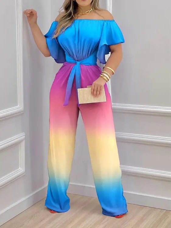 Women's Jumpsuits One-Shoulder Tie-Up Short Sleeve Jumpsuit - LuckyFash™