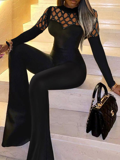Women's Jumpsuits Patch Hollow Long Sleeve Jumpsuit - LuckyFash™