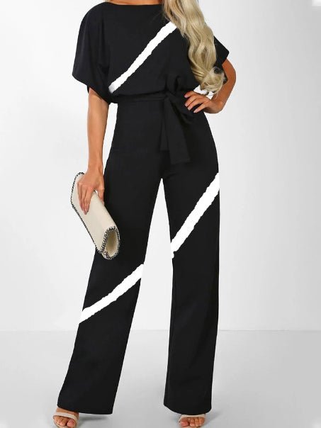 Women's Jumpsuits Printed Lace Up Short Sleeve Jumpsuit - LuckyFash™