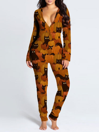 Women's Jumpsuits Printed Long Sleeve Loungewear Jumpsuit - LuckyFash™