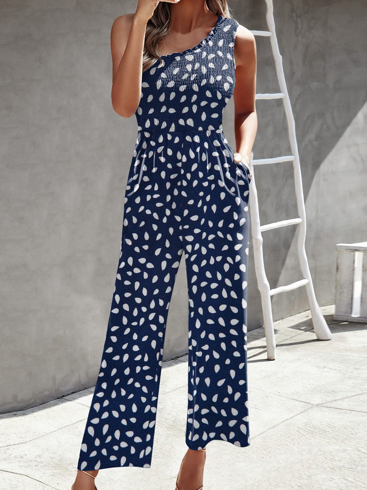 Women's Jumpsuits Printed One Shoulder Wide Leg Jumpsuit - LuckyFash™