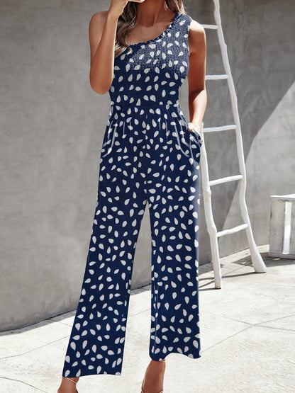 Women's Jumpsuits Printed One Shoulder Wide Leg Jumpsuit - LuckyFash™