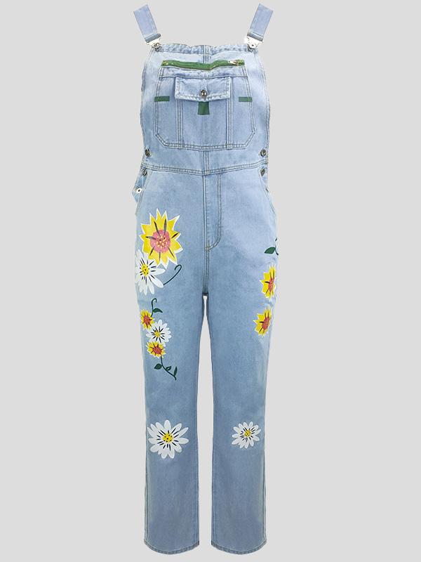 Women's Jumpsuits Printed Pattern Pockets Denim Jumpsuit - LuckyFash™