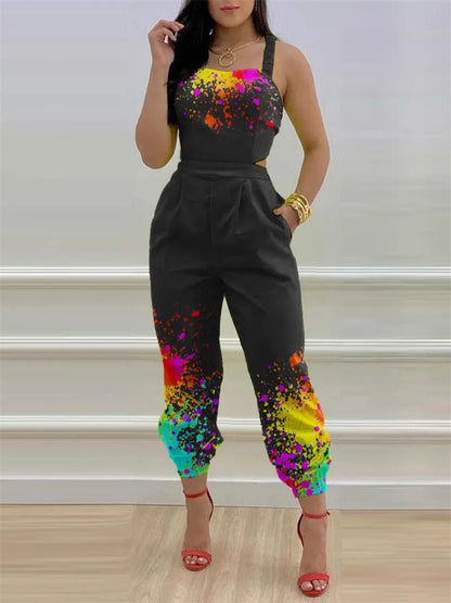 Women's Jumpsuits Printed Sling Bare Back Jumpsuit - LuckyFash™