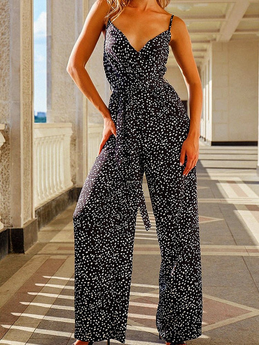Women's Jumpsuits Printed Sling Belted Sleeveless Jumpsuit - LuckyFash™