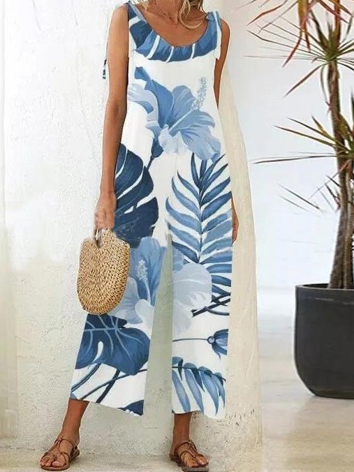 Women's Jumpsuits Printed Sling Belted Wide-Leg Jumpsuit - LuckyFash™