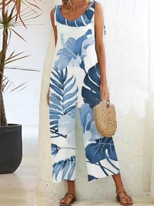 Women's Jumpsuits Printed Sling Belted Wide-Leg Jumpsuit - LuckyFash™