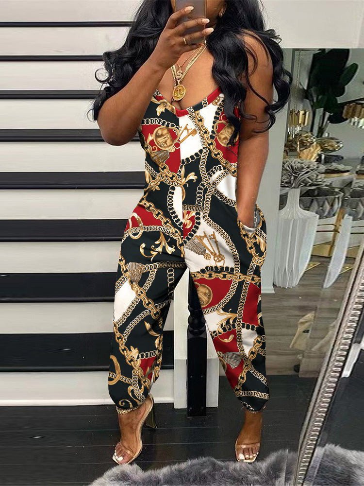 Women's Jumpsuits Printed Sling Pocket Casual Jumpsuit - LuckyFash™