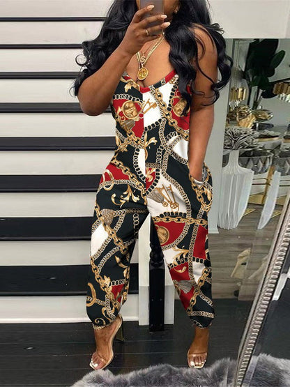 Women's Jumpsuits Printed Sling Pocket Casual Jumpsuit - LuckyFash™
