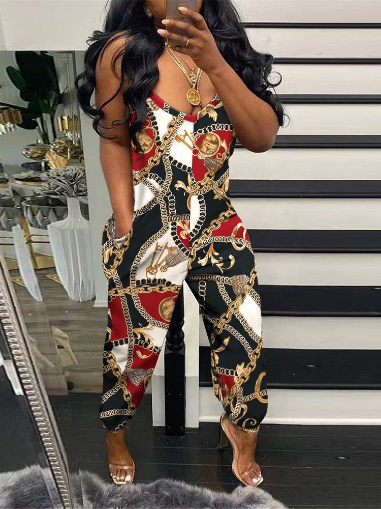 Women's Jumpsuits Printed Sling Pocket Casual Jumpsuit - LuckyFash™