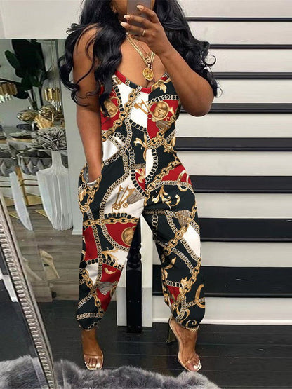 Women's Jumpsuits Printed Sling Pocket Casual Jumpsuit - LuckyFash™