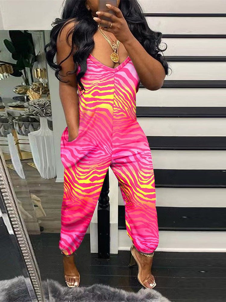 Women's Jumpsuits Printed Sling Pocket Casual Jumpsuit - LuckyFash™