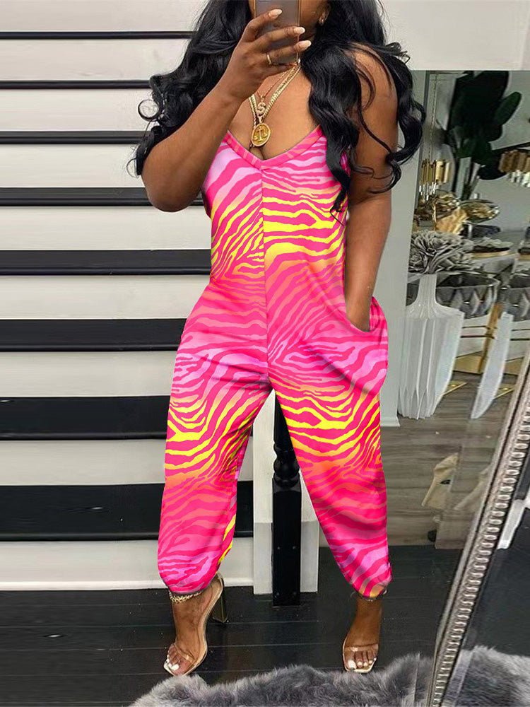 Women's Jumpsuits Printed Sling Pocket Casual Jumpsuit - LuckyFash™