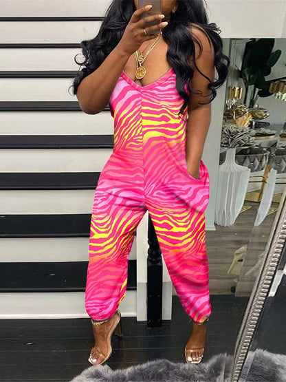 Women's Jumpsuits Printed Sling Pocket Casual Jumpsuit - LuckyFash™