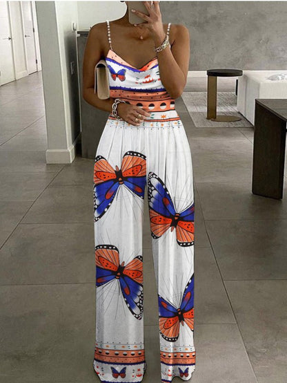 Women's Jumpsuits Printed Sling Sleeveless Wide-Leg Jumpsuit - LuckyFash™