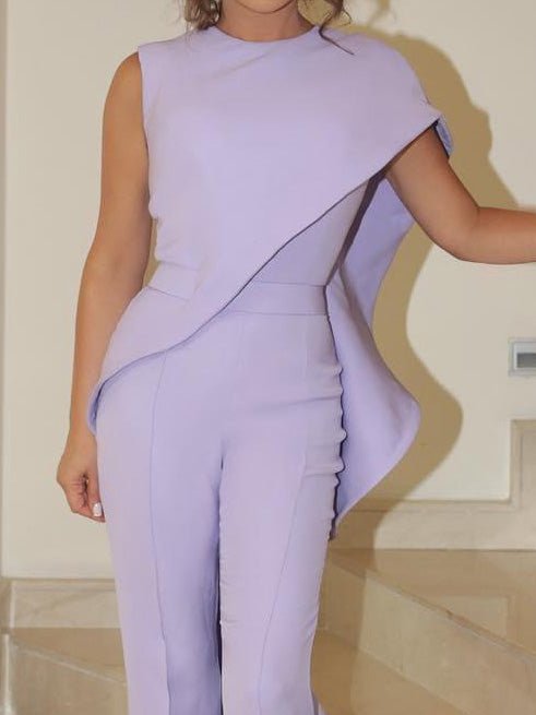 Women's Jumpsuits Ruffle Shawl Irregular Fitted Jumpsuit - LuckyFash™