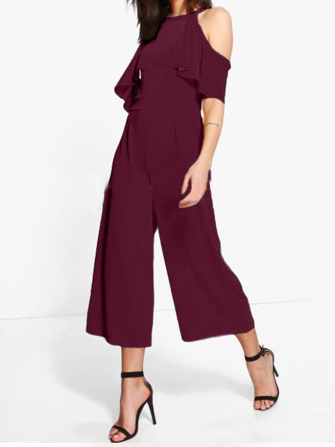Women's Jumpsuits Ruffled Off-Shoulder Wide-Leg Jumpsuit - LuckyFash™