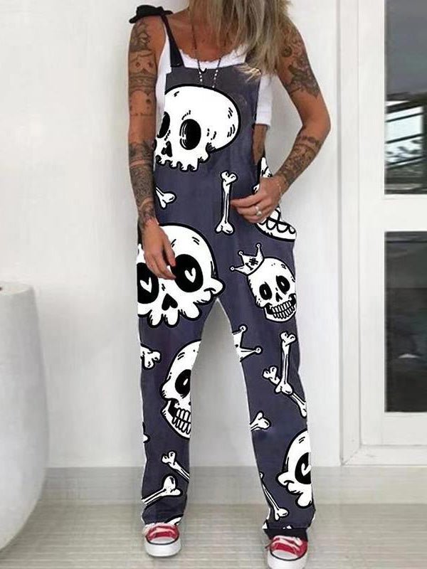 Women's Jumpsuits Skull Print Sleeveless Casual Jumpsuit - LuckyFash™