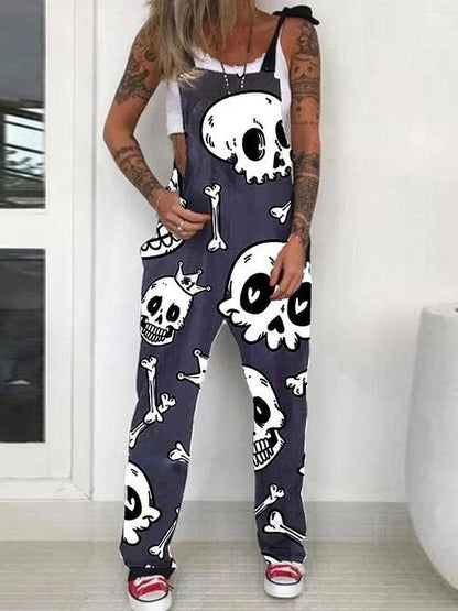 Women's Jumpsuits Skull Print Sleeveless Casual Jumpsuit - LuckyFash™