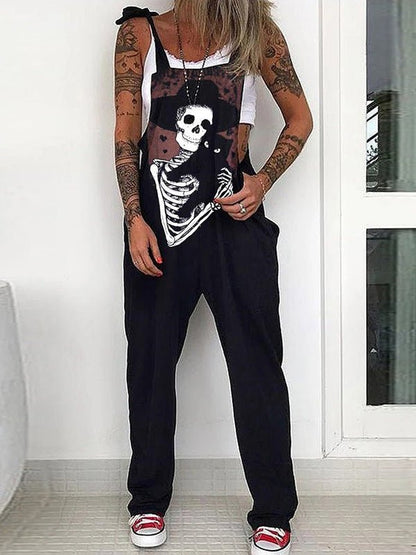 Women's Jumpsuits Skull Print Sleeveless Casual Jumpsuit - LuckyFash™