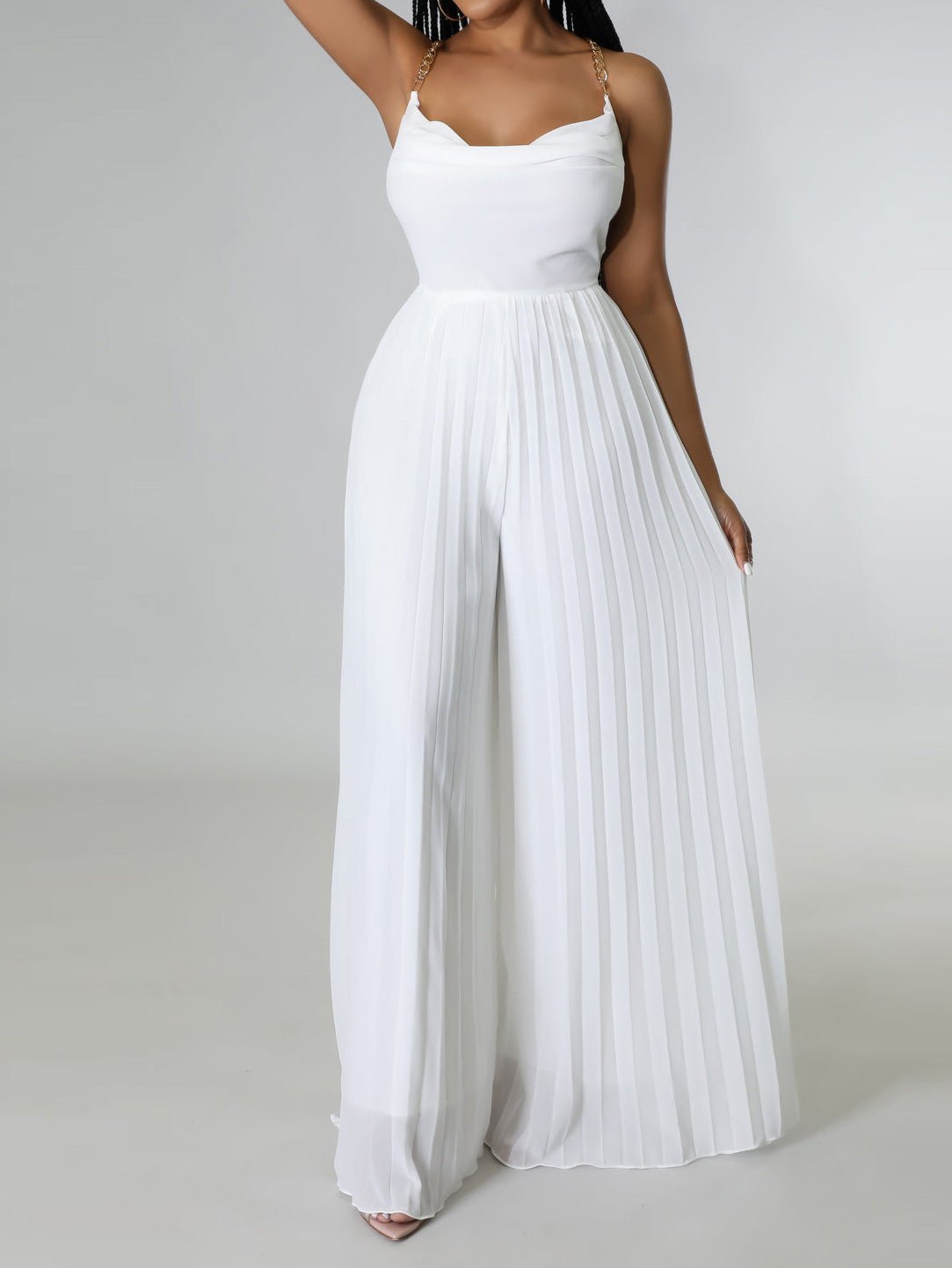 Women's Jumpsuits Sling Backless Pleated Wide-Leg Jumpsuit - LuckyFash™