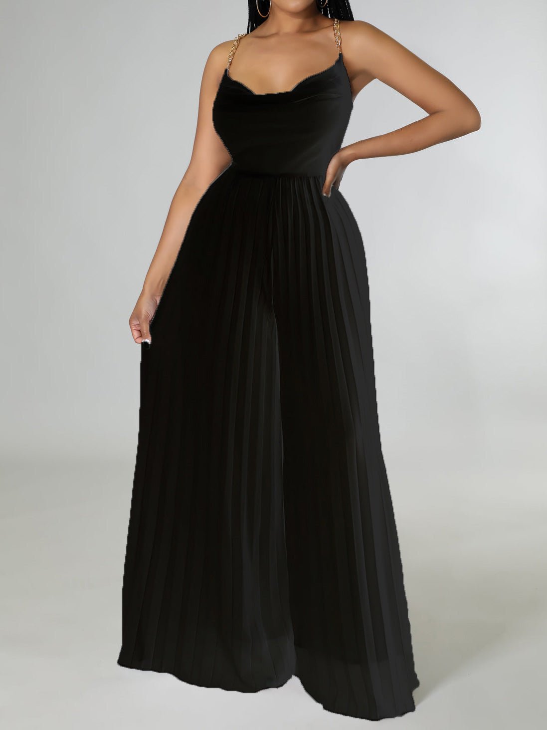 Women's Jumpsuits Sling Backless Pleated Wide-Leg Jumpsuit - LuckyFash™