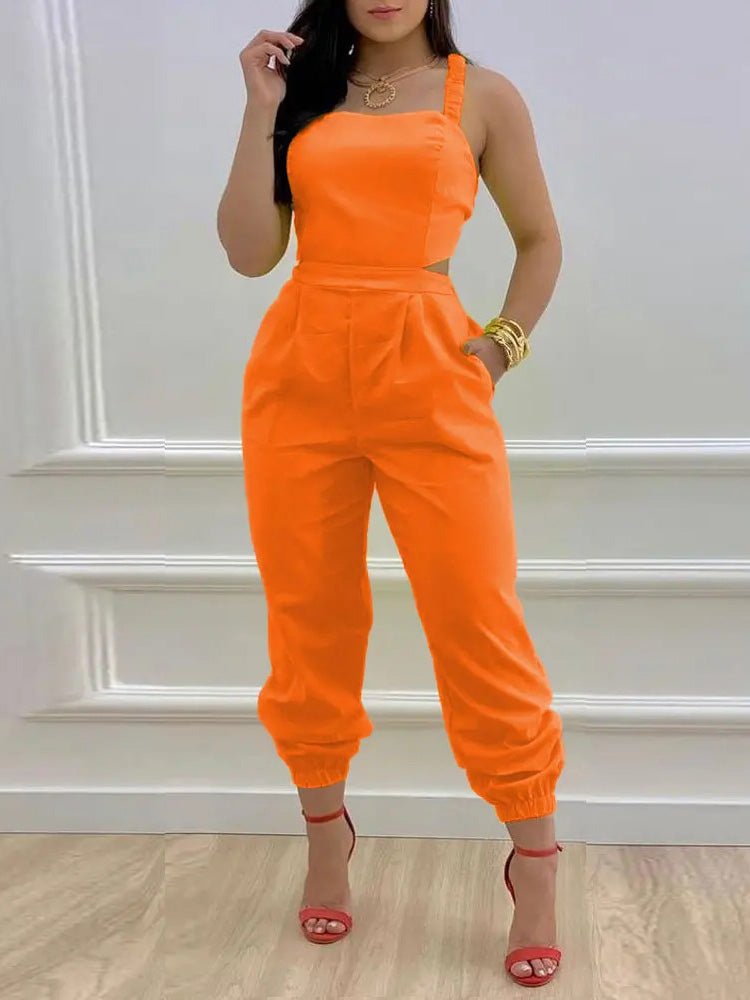 Women's Jumpsuits Sling Bare Back Pocket Sleeveless Jumpsuit - LuckyFash™