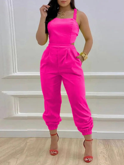 Women's Jumpsuits Sling Bare Back Pocket Sleeveless Jumpsuit - LuckyFash™