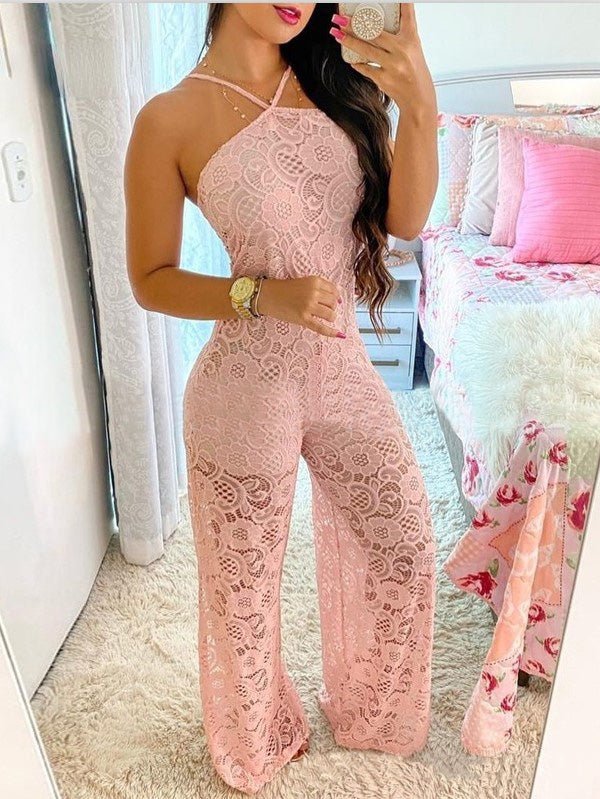 Women's Jumpsuits Sling Sleeveless Lace Slit Jumpsuit - LuckyFash™
