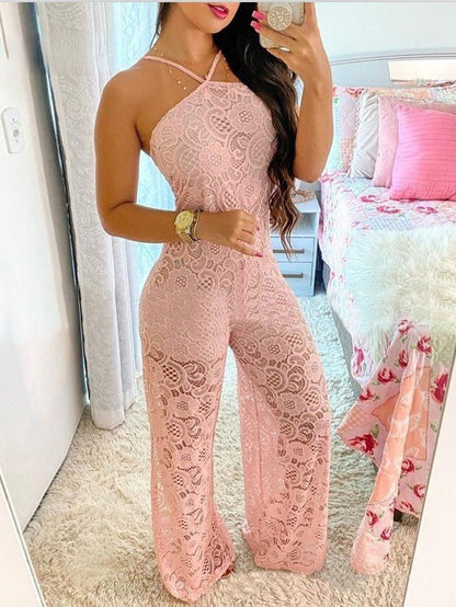 Women's Jumpsuits Sling Sleeveless Lace Slit Jumpsuit - LuckyFash™