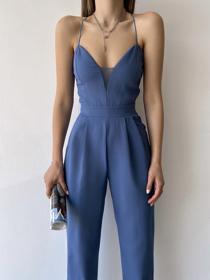Women's Jumpsuits Sling V-Neck Open Back Slim Fit Jumpsuit - LuckyFash™