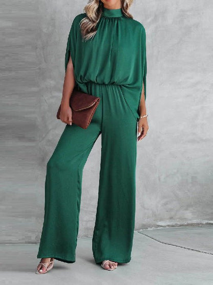 Women's Jumpsuits Solid Elastic Waist Doll Sleeve Casual Jumpsuit - LuckyFash™