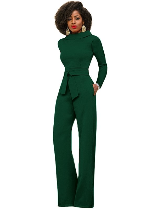 Women's Jumpsuits Solid Fitted Strap Flared Jumpsuit - LuckyFash™