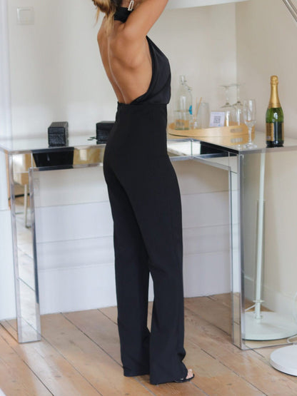 Women's Jumpsuits Solid Halter Open Back Slim Fit Jumpsuit - LuckyFash™