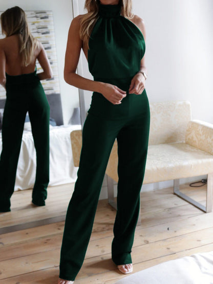 Women's Jumpsuits Solid Halter Open Back Slim Fit Jumpsuit - LuckyFash™