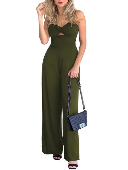 Women's Jumpsuits Solid Hollow Bare Back Sleeveless Jumpsuit - LuckyFash™