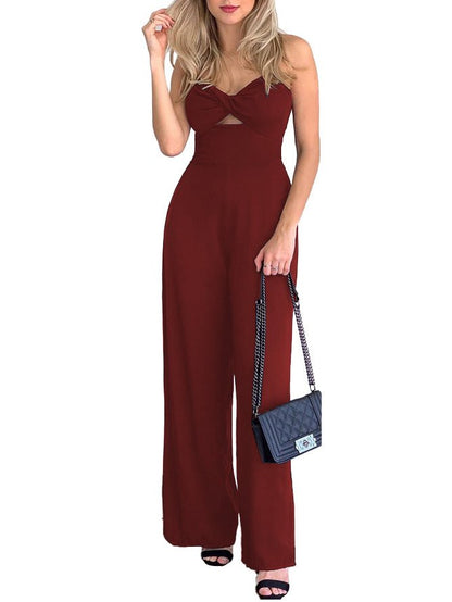 Women's Jumpsuits Solid Hollow Bare Back Sleeveless Jumpsuit - LuckyFash™