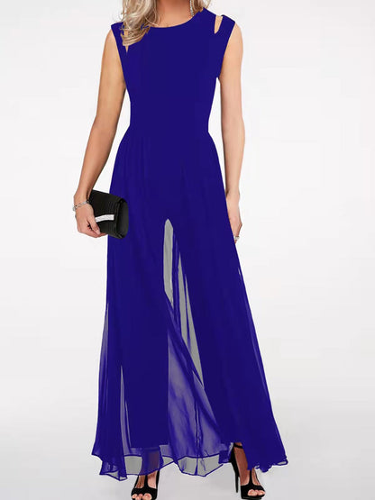 Women's Jumpsuits Solid Hollow Irregular Chiffon Jumpsuit - LuckyFash™