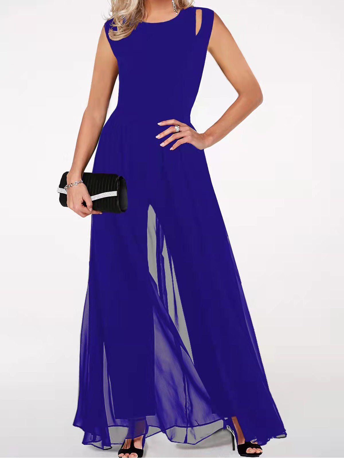 Women's Jumpsuits Solid Hollow Irregular Chiffon Jumpsuit - LuckyFash™