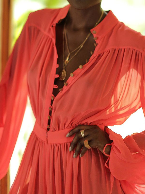 Women's Jumpsuits Solid Long Sleeve Chiffon Wide Leg Jumpsuit - LuckyFash™